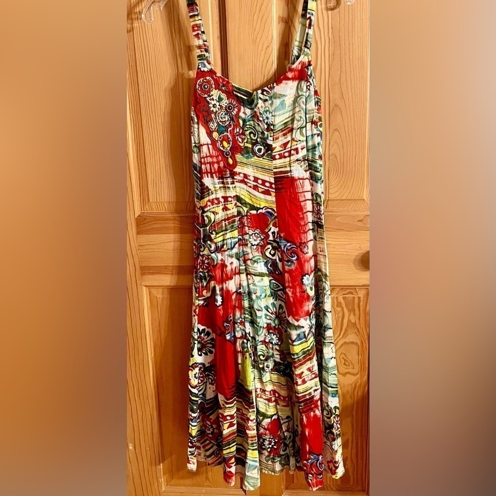 Chaudry KC Hand-Dyed & Hand-Beaded Bohemian Midi Dress Raga Anthropologie Gypsy